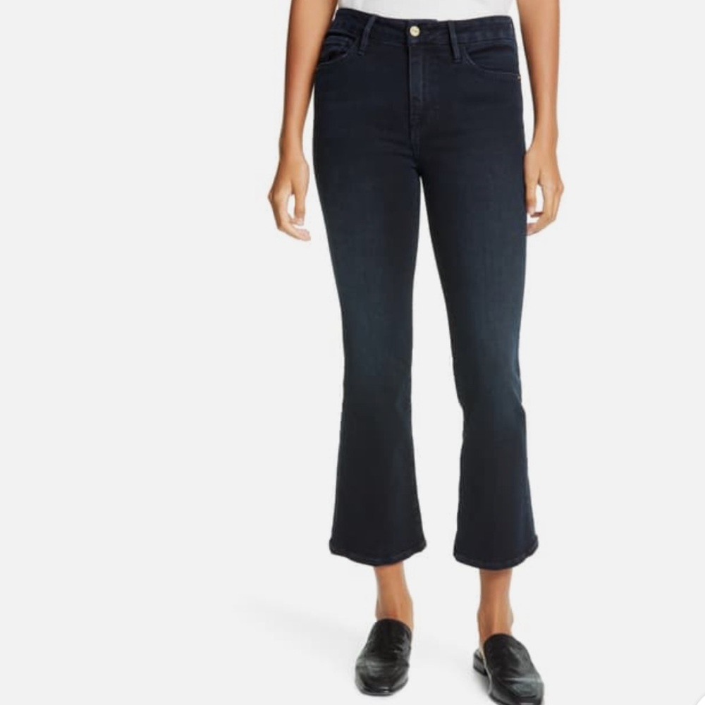 Frame Le Crop Mini Boot in Navy Velvet Size 28
